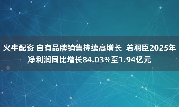 火牛配资 自有品牌销售持续高增长  若羽臣2025年净利润同比增长84.03%至1.94亿元